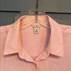 L.L. Bean 100% linen Light Pink Collared Shirt